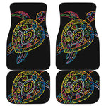 Colorful Sea Turtle Print Front and Back Car Floor Mats