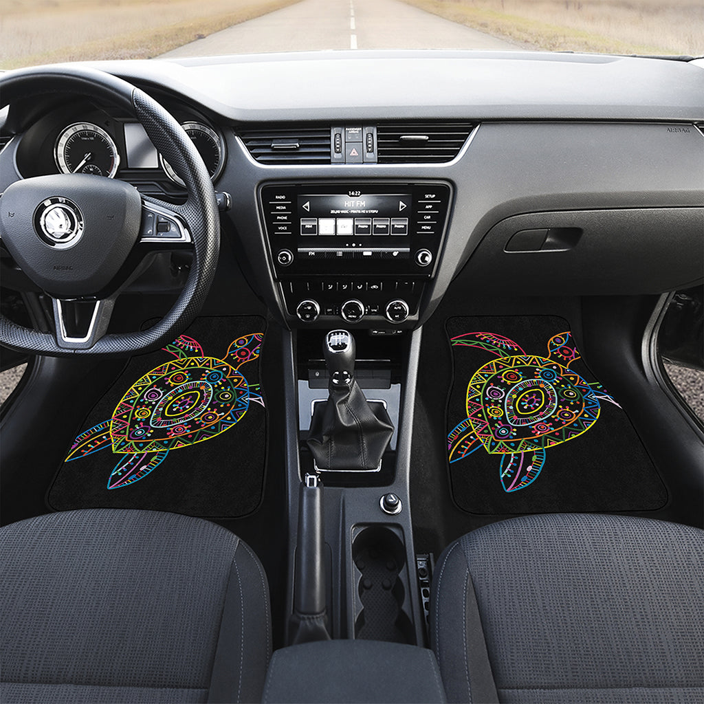 Colorful Sea Turtle Print Front and Back Car Floor Mats