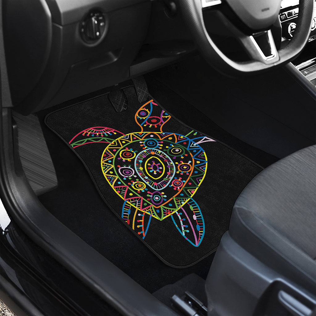 Colorful Sea Turtle Print Front and Back Car Floor Mats
