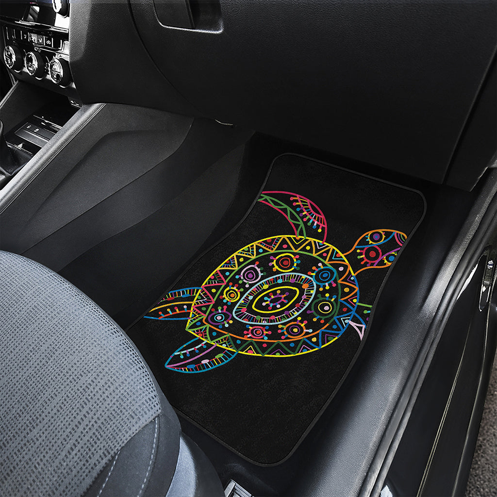 Colorful Sea Turtle Print Front and Back Car Floor Mats