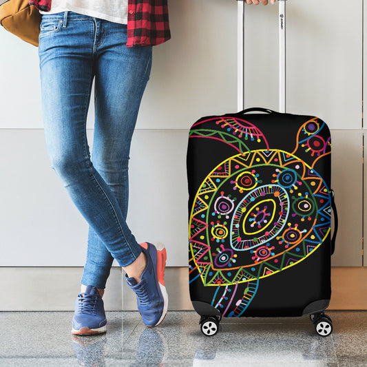 Colorful Sea Turtle Print Luggage Cover