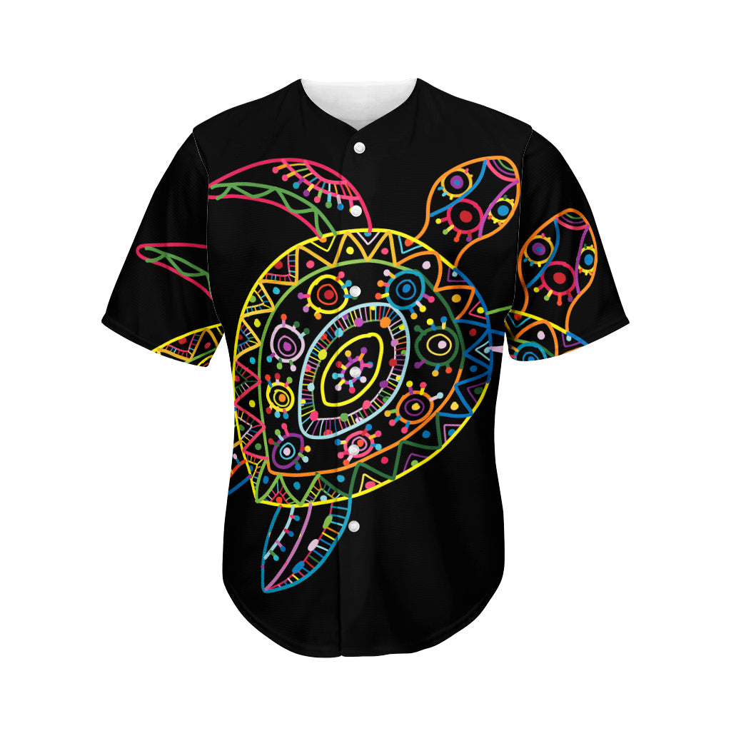 Colorful Sea Turtle Print Men's Baseball Jersey