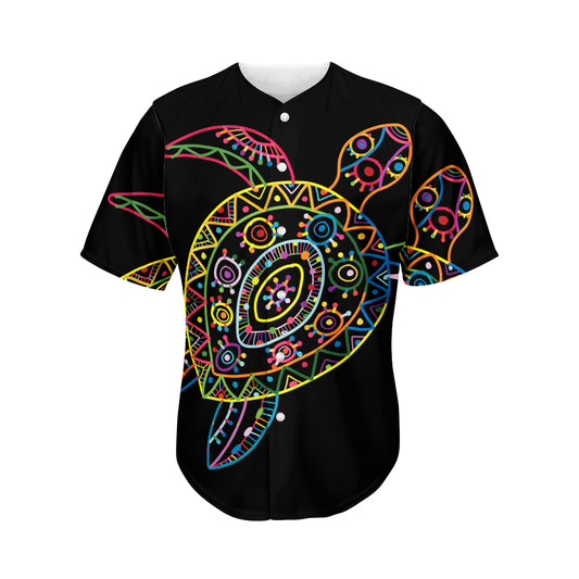 Colorful Sea Turtle Print Men's Baseball Jersey
