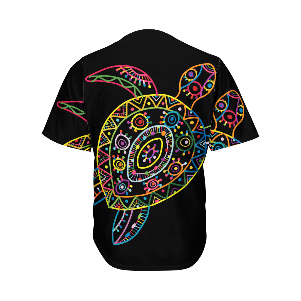 Colorful Sea Turtle Print Men's Baseball Jersey