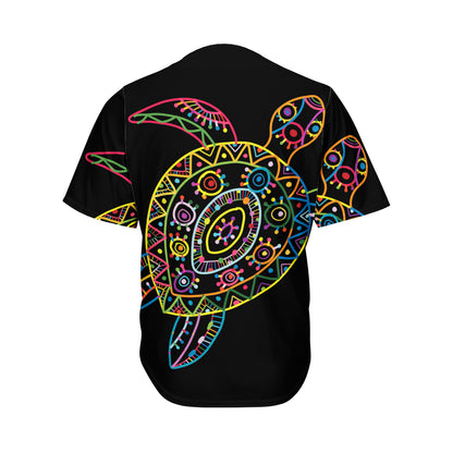 Colorful Sea Turtle Print Men's Baseball Jersey