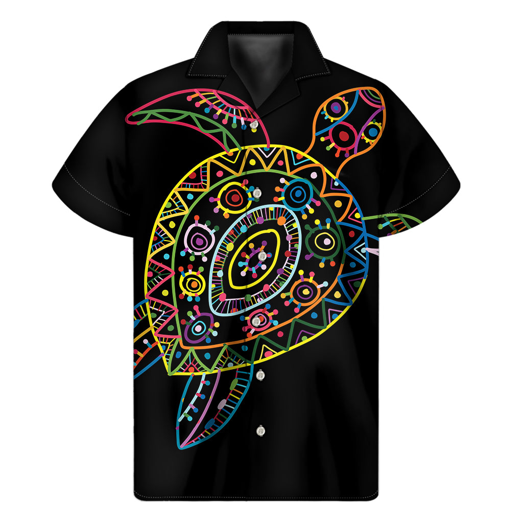 Colorful Sea Turtle Print Men's Short Sleeve Shirt