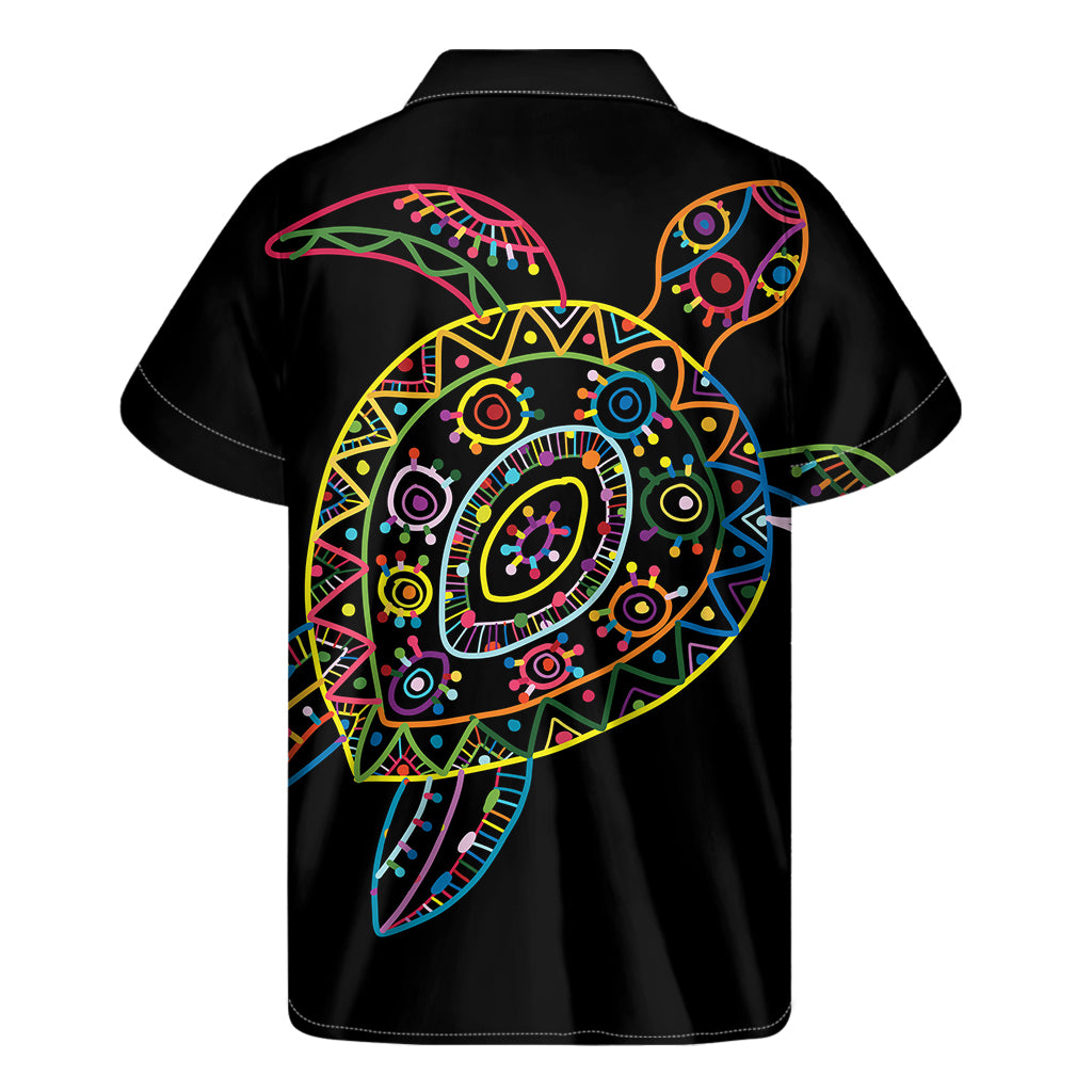 Colorful Sea Turtle Print Men's Short Sleeve Shirt
