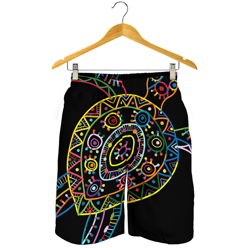Colorful Sea Turtle Print Men's Shorts