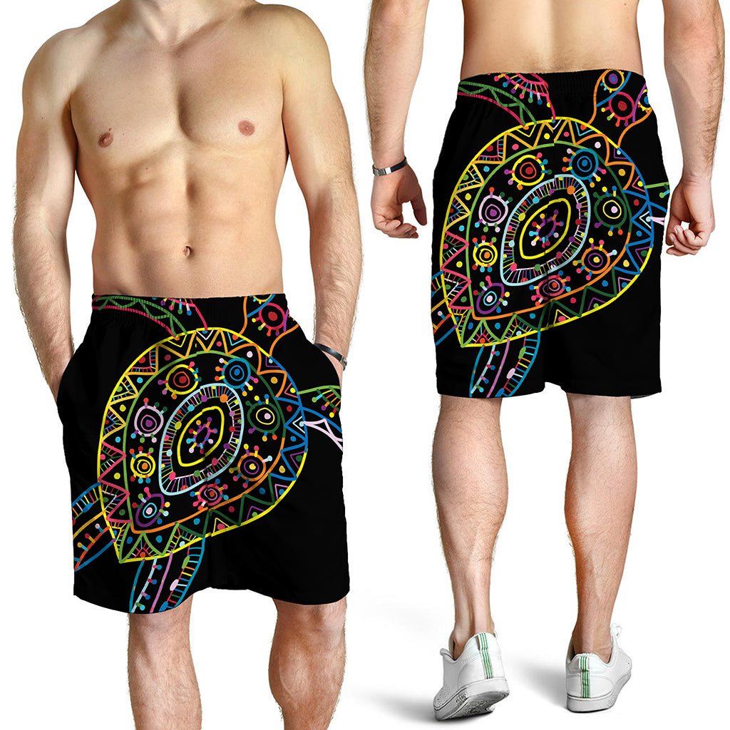Colorful Sea Turtle Print Men's Shorts