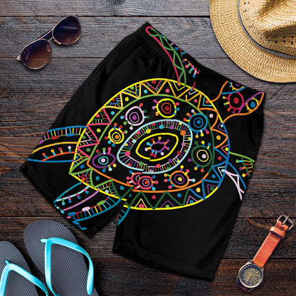 Colorful Sea Turtle Print Men's Shorts