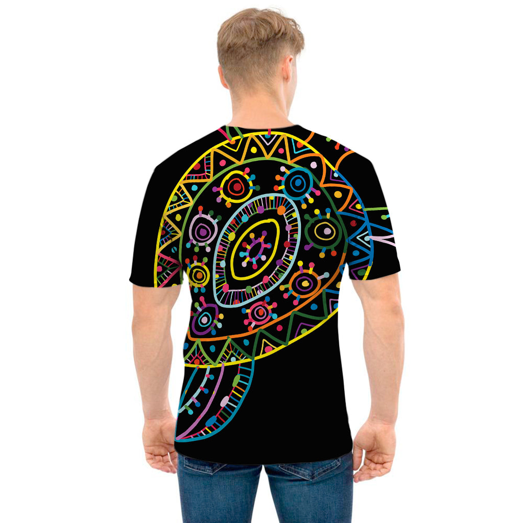 Colorful Sea Turtle Print Men's T-Shirt