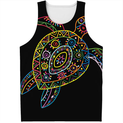 Colorful Sea Turtle Print Men's Tank Top