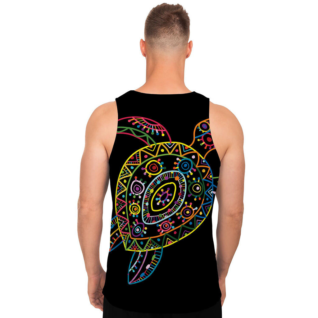 Colorful Sea Turtle Print Men's Tank Top