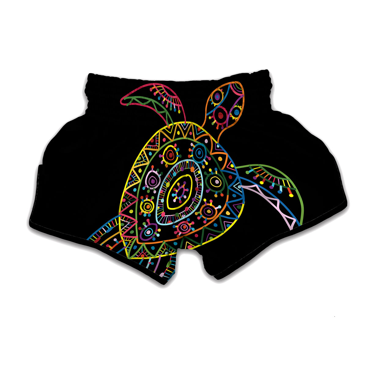Colorful Sea Turtle Print Muay Thai Boxing Shorts
