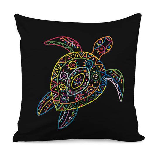 Colorful Sea Turtle Print Pillow Cover