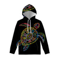 Colorful Sea Turtle Print Pullover Hoodie