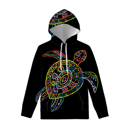 Colorful Sea Turtle Print Pullover Hoodie