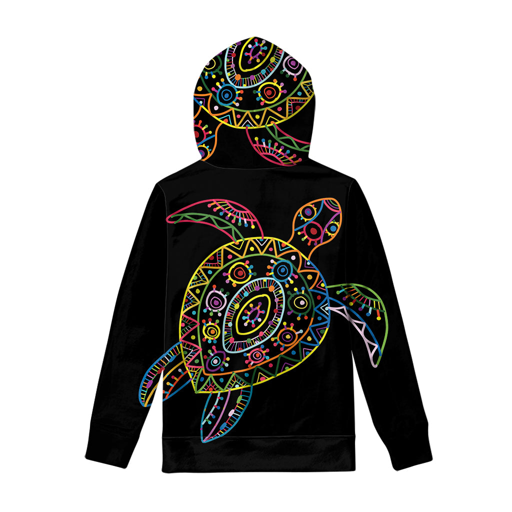 Colorful Sea Turtle Print Pullover Hoodie
