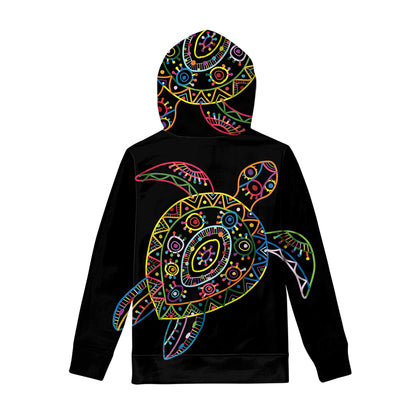 Colorful Sea Turtle Print Pullover Hoodie