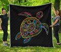 Colorful Sea Turtle Print Quilt