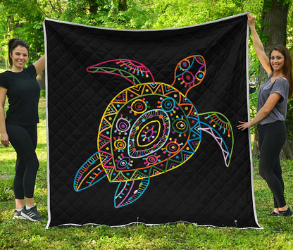 Colorful Sea Turtle Print Quilt