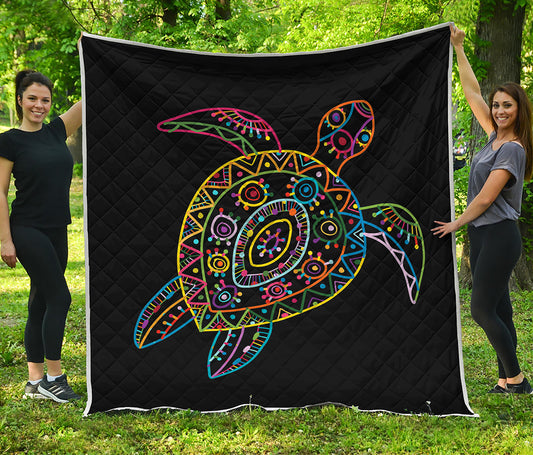 Colorful Sea Turtle Print Quilt