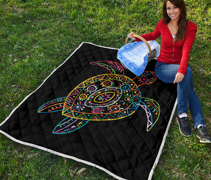 Colorful Sea Turtle Print Quilt