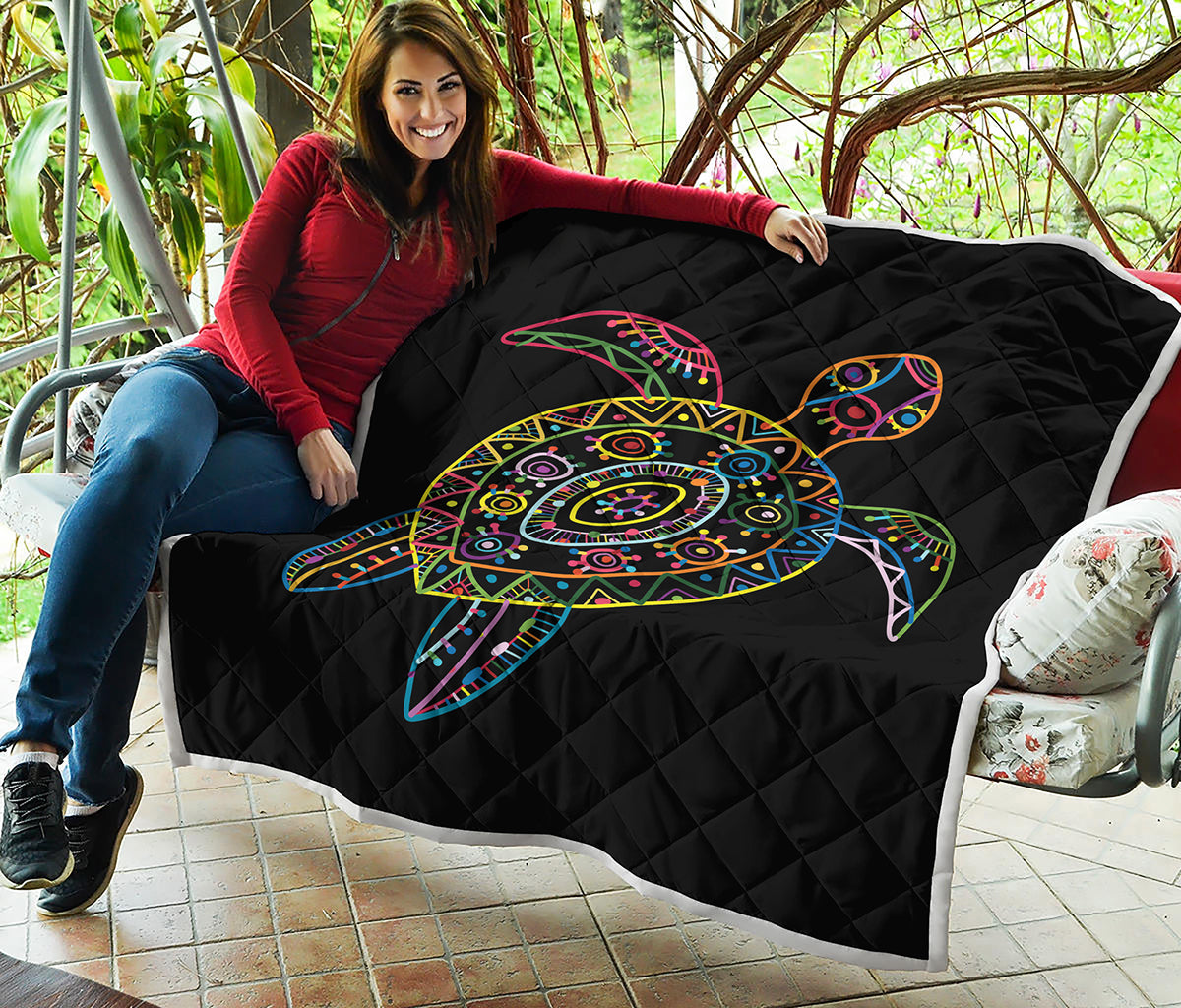 Colorful Sea Turtle Print Quilt