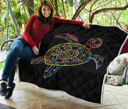 Colorful Sea Turtle Print Quilt