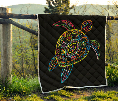 Colorful Sea Turtle Print Quilt