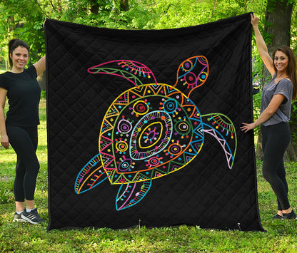 Colorful Sea Turtle Print Quilt