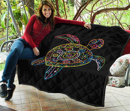 Colorful Sea Turtle Print Quilt