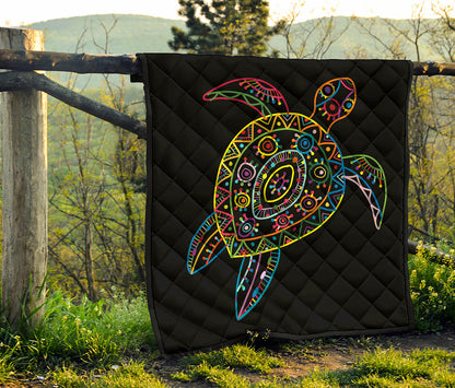 Colorful Sea Turtle Print Quilt