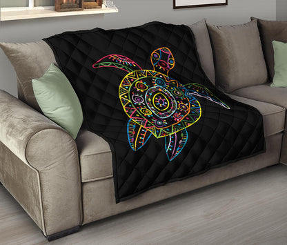 Colorful Sea Turtle Print Quilt