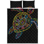 Colorful Sea Turtle Print Quilt Bed Set