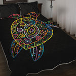 Colorful Sea Turtle Print Quilt Bed Set
