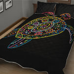 Colorful Sea Turtle Print Quilt Bed Set