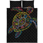 Colorful Sea Turtle Print Quilt Bed Set