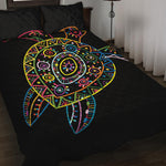 Colorful Sea Turtle Print Quilt Bed Set