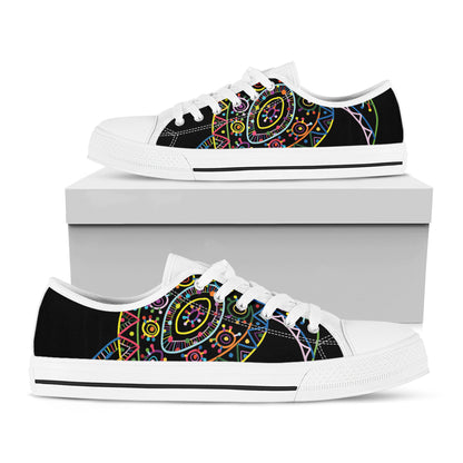 Colorful Sea Turtle Print White Low Top Shoes