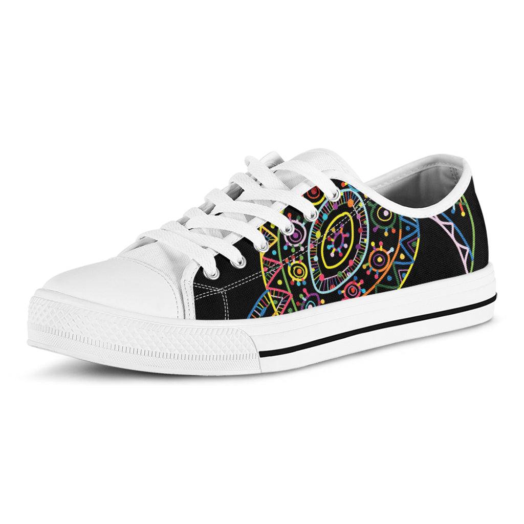 Colorful Sea Turtle Print White Low Top Shoes