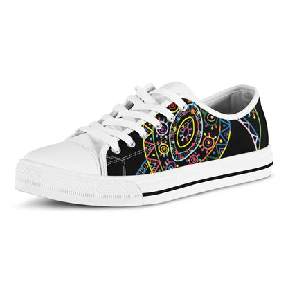 Colorful Sea Turtle Print White Low Top Shoes