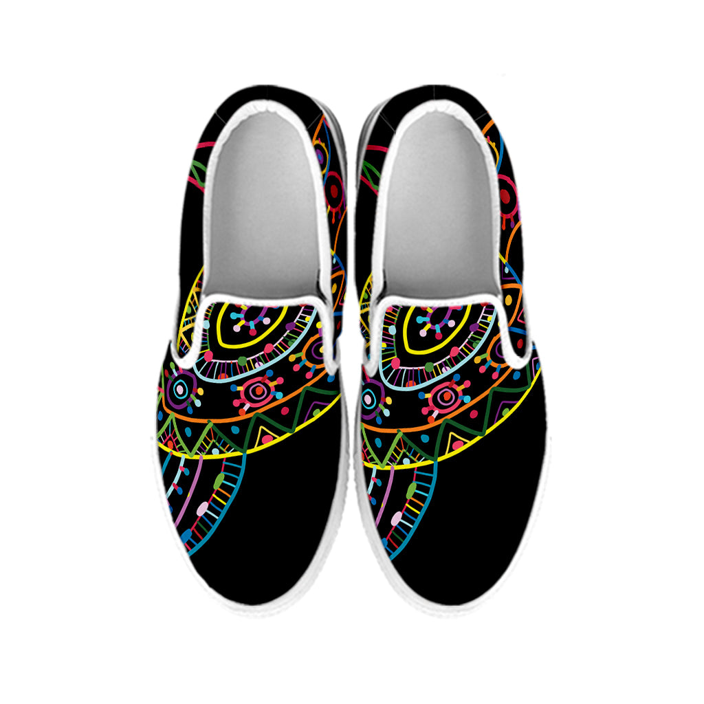 Colorful Sea Turtle Print White Slip On Shoes