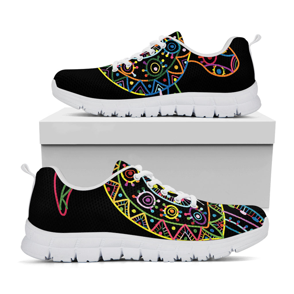Colorful Sea Turtle Print White Sneakers