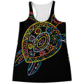 Colorful Sea Turtle Print Women's Racerback Tank Top