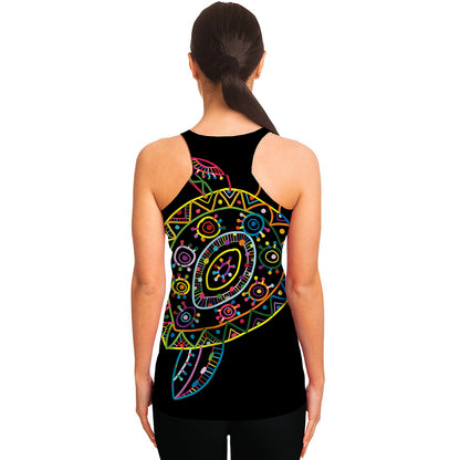 Colorful Sea Turtle Print Women's Racerback Tank Top