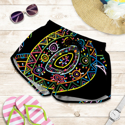 Colorful Sea Turtle Print Women's Shorts
