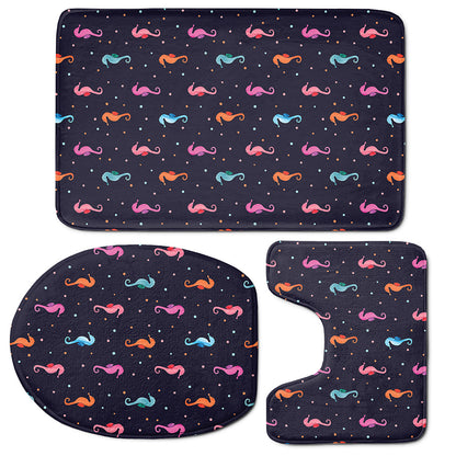 Colorful Seahorse Pattern Print 3 Piece Bath Mat Set