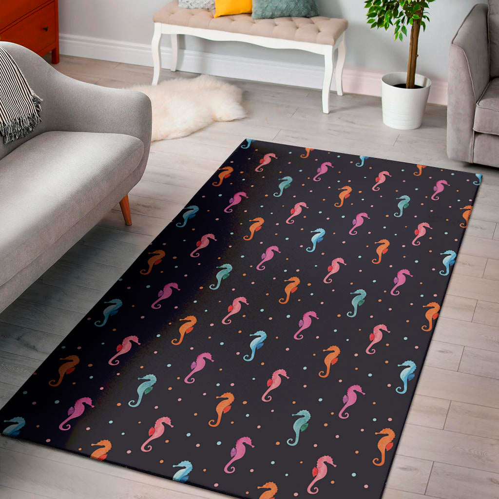 Colorful Seahorse Pattern Print Area Rug