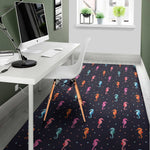 Colorful Seahorse Pattern Print Area Rug